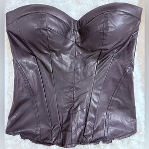 NWOT Charlotte Russe Black‎ Faux Leather Boning Back Zipper Closure Corset Top